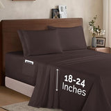 Elegant Comfort Luxury 1500 Premium Hotel Quality Microfiber 4-Piece Sheet Set - Soft, All Around Elastic 18-24 Inches Deep Fitted Sheet - Extra Deep Pocket Sheets, Queen, Chocolate Brown Elegant Comfort