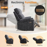 EBELLO Power Recliner Chair, Electric Fabric Reclining Sofa with Cup Holders, USB Type-C Charging Ports, for Small Living Room, Bedroom and Meeting Room, Grey
