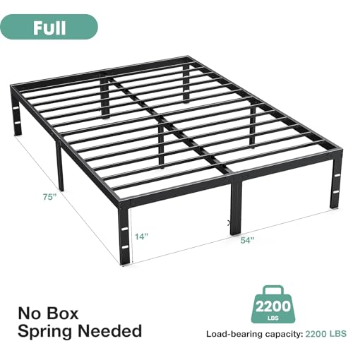 Sweetcrispy Full Bed Frame - 14 Inch Metal Platform Bed Frames for with Storage Space Under Base, Sturdy Steel Slat Support, No Box Spring Needed Sweetcrispy