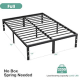 Sweetcrispy Full Bed Frame - 14 Inch Metal Platform Bed Frames for with Storage Space Under Base, Sturdy Steel Slat Support, No Box Spring Needed Sweetcrispy