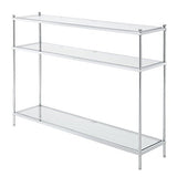 Convenience Concepts Royal Crest Glass Console Hall Table 42" - 3 Tier Modern, Contemporary Narrow Display Accent with Storage Shelves for Living Room, Entryway, Hallway, & Bedroom, Chrome Convenience Concepts