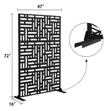 Elevens Metal Outdoor Privacy Screen, Freestanding Outdoor Divider Decorative Privacy Fence Screen, Fence Panels for Balcony Patio,72‘’H×47‘’W (Black-Retangle) Elevens