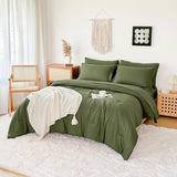 FMLIUY Twin/Twin XL Comforter Duvet Cover Set Olive Green - 7-Piece Bed in a Bag, Festive Gift Double Brushed Micorfiber All-Season Soft Bedding with Sheets & Envelope Pillowcases (68"x88",Twin) FMLIUY