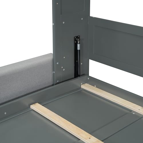THINK 30 Murphy Bed with Sofa and Shelves, Versatile Wall Bed, Foldable Murphy Bed, Queen Size, Gray THINK 30