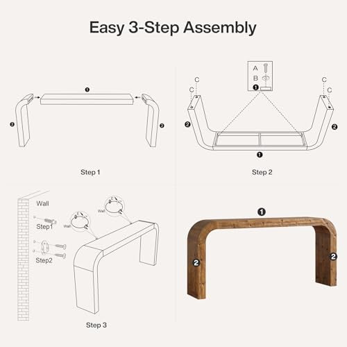 TRIBEWOOD Solid Wood Console Table, 70.87-Inch Farmhouse Sofa Table with Waterfall Curved Corners for Hallway, Living Room, Behind Couch, Entrance (Natural Wood) TRIBEWOOD