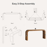 TRIBEWOOD Solid Wood Console Table, 70.87-Inch Farmhouse Sofa Table with Waterfall Curved Corners for Hallway, Living Room, Behind Couch, Entrance (Natural Wood) TRIBEWOOD