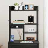 Furnulem Tall Nightstand with 3 Drawers, LED Lights, and USB Charging Ports - Versatile Beadside Table in Black Oak Furnulem