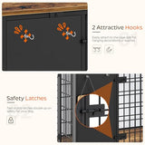 YATINEY Foldable Dog Crate Furniture, Dog Crate with DIY Frame, Heavy Duty Dog Kennel Indoor with Hooks, Wooden Dog Cage End Table, for Small/Medium Dogs, Rustic Brown and Black DC95BR YATINEY