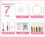Huacan Embroidery Kit for Beginners Adults Includes Stamped Bee and Dolphin Pattern, Hoop, Color Threads,Tools,Easy to Follow Instruction