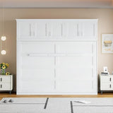 Virubi Queen Horizontal Murphy Bed with Storage Cabinet,Wood Folding Murphy Wall Bed for Adult (White,Queen) Virubi