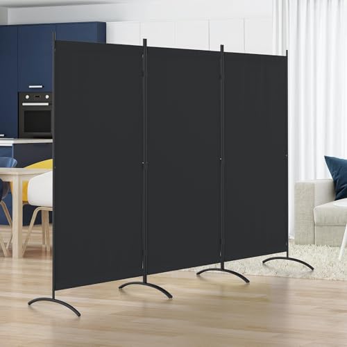 Kecreque Room Divider 3 Panel Room Dividers and Folding Privacy Screens with 4 Curved Metal Feet Partition Wall Divider,Cubicle Wall for Office Partitions,Bedrooms, Dining Rooms, Dorm Rooms Kecreque