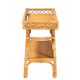 Bali & pari Savitri Modern Bohemian Natural Rattan 2-Tier Console Table bali & pari