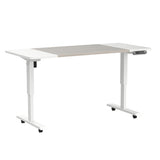 BUNOEM Height Adjustable Electric Standing Desk, 55X24 Height Stand Up Computer Desk,Sit and Stand Home Office Desk with Splice Board (White+Oak Top, White Frame) BUNOEM
