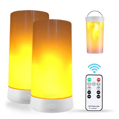 DI MORE 2PCS LED Flame Light, USB Rechargeable Flame Lamp with Remote & Timer, Waterproof Dimmable Flameless Candles Light for Home Party Garden Camping Halloween Christmas Decoration DI MORE