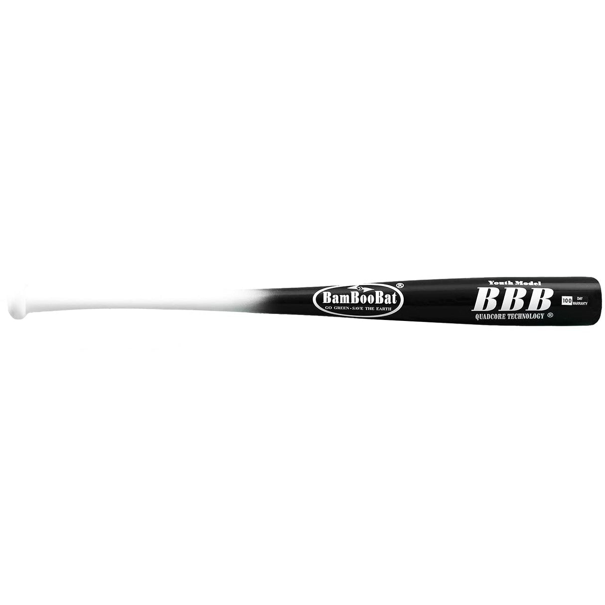 BamBooBat by Pinnacle Sports Equipment INC. Youth Durable Bamboo Baseball Bat for Players Aging 5-13 Years Old, White Handle/Black Barrel, 30 Inch, YHWBB30 BamBooBat