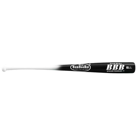 BamBooBat by Pinnacle Sports Equipment INC. Youth Durable Bamboo Baseball Bat for Players Aging 5-13 Years Old, White Handle/Black Barrel, 30 Inch, YHWBB30 BamBooBat