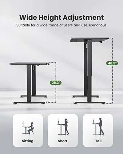 Marsail Standing Desk, Adjustable Heights,Stand Up Desk, 48x24 Inches Desktop Sit Stand Home Office Gaming Computer Desk with 4 Memory Presets, LED Light, Headphone Hook, Cable Organizer, Black Top Marsail