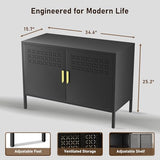 Karlovit Storage Cabinet, Metal Accent Locker Storage Cabinet with 2 Doors, Magnetic Closure, Adjustable Shelf, Tv Stands & Metal Nightstand for Living Room, Entryway and Home - Black Karlovit