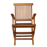 TeakCraft Teak Folding Arm Chair - 2 Piece Foldable Chairs Set - Fully Assembled - Solid Wooden Outdoor, Indoor- Wood Dining Room, Kitchen, Patio, Bistro Chairs, The Mille TeakCraft