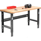 Global Industrial Adjustable Height Workbench C-Channel Leg, 2000 Lbs Capacity, 60" W x 36" D, 1-3/4" Maple Top Square Edge, Black Frame, Industrial Workbench Global Industrial