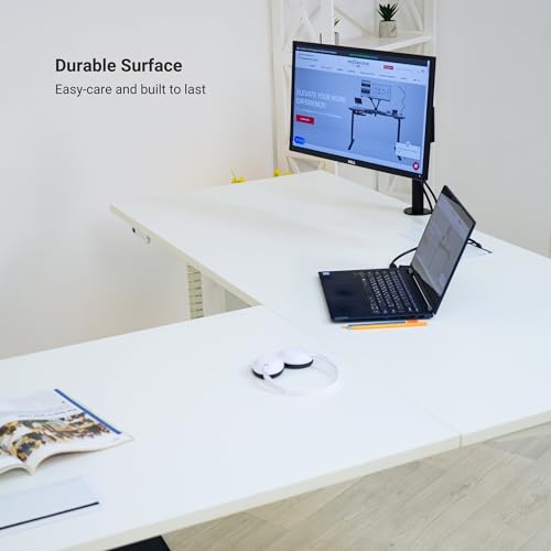Progressive Desk L Shaped Height Adjustable Standing Desk 78" x 48" - Corner Computer Desk - Electric Stand Up Rising Workstation - Black Frame/Bright Beech Top PROGRESSIVE AUTOMATIONS