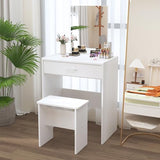 NAIYUFA Vanity Desk,Small Vanity with Storage Drawer & Chair,Makeup Vanity Desk with Mirror,Modern Vanity Table Set for Bedroom Small Space,White NAIYUFA