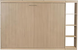 Virubi Full Horizontal Murphy Bed with Storage Shelves,Wood Fold Up Modern Murphy Wall Bed Cabinet with Storage Bookcase for Adults (Natural,Full) Virubi