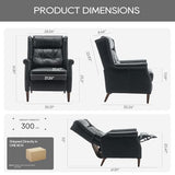 COLAMY Wingback Pushback Recliner Chair, Modern Upholstered Leather Living Room Chair Armchair with Button Tufted Back, Black COLAMY