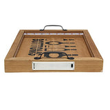 Elegant Designs HG2032-NBU Salento Farmhouse Rectangle Decorative LED Light Up Wooden Serving Tray w Black Metal Handles & Bottoms Up in Black for Décor, Centerpiece, Breakfast, Coffee,Bar, Natural Elegant Designs