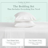 Feather & Stitch Softest 100% Cotton Sheets, 300 Thread Count Percale Weave Bedding, 16" Deep Pocket, Cooling Sheets, Breathable Bed Set, Hotel Premium Quality (Queen, White) FEATHER & STITCH NEW YORK