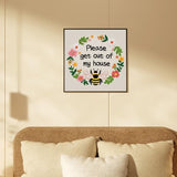 Nuberlic Funny Bee Embroidery Kits for Beginners, Please Get Out of My House Embroidery Kit for Adults- Easy Cross Stitch Starter Kit with Printed Fabric, Hoop, Needles Instruction and Threads