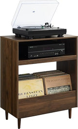 Crosley Furniture Liam Turntable Record Player Stand with Storage for Vinyl Records, Mid Century Modern, Walnut Crosley Furniture