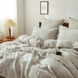 Simple&Opulence 100% Linen Duvet Cover Set, 3 PCS Natural French Flax Duvet Cover King Size, Breathable Soft Comfy Bedding Comforter Cover with 2 Pillowcases(Linen, 104"x92") Simple&Opulence