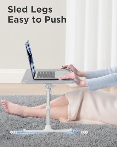 SAIJI Leather Lap Desk Laptop Bed Tray Table, Adjustable Laptop Stand for Bed, Portable Lightweight Standing Desk for Writing Eating Reading Couch Sofa Floor for Adults Kids (20.5"*11.8",Gray) SAIJI