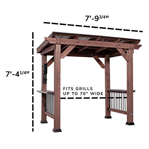 Backyard Discovery Saxony Wooden Grill Gazebo, Insulated Steel Roof, Cook Station, Barbeque, Patio, Deck, Withstand Wind and Snow, Corrosion