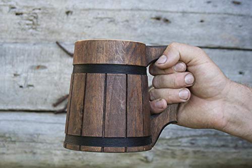 Etno Motif Handmade Beer Mug Wooden Tankard Beer Stein Alder Wood Beer Mug - Great Gift Idea - WoodArtSupply