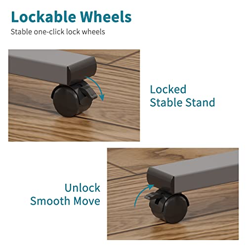 LINGMI Laptop Table Mobile Adjustable Height Portable Desk Notebook Swivel PC Computer Rolling Desk with Wheels, Laptop Stand for Couch Bedside Hospital Bed Table LINGMI