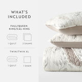 Linen Market Quilt Coverlet Set All Season Patterned Reversible Microfiber Ultra Soft Bedding in Watercolor Leaves - King/Cal-King Watercolor Leaves Latte Linen Market