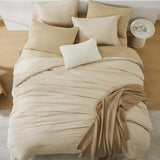 WRENSONGE Queen Comforter Set- 7 Pieces Beige Bed in a Bag Queen with Fitted Sheet, Flat Sheet, 2 Pillow Shams, and 2 Pillowcases- Warm Bed Set for All Season WRENSONGE