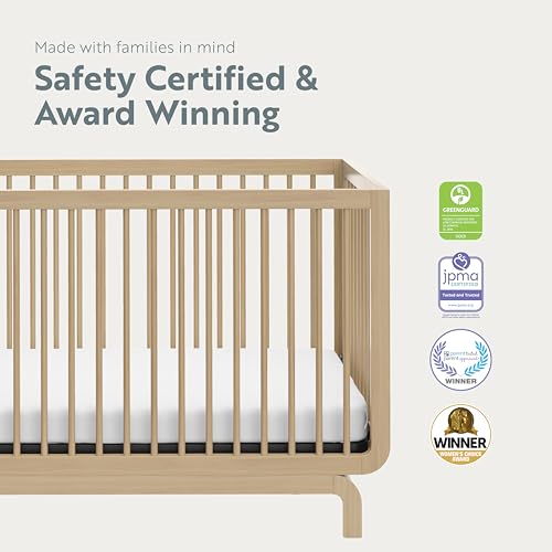 Storkcraft Santorini Deluxe 5-in-1 Convertible Crib with Bonus Toddler Guardrail (Driftwood) – GREENGUARD Gold Certified, Toddler Guardrail Included in Box, Fits Standard Crib Mattress - WoodArtSupply