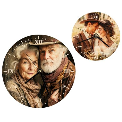 US Stock 20pcs Wooden Wall Clock 11.8 inch Sublimation Round Wall Clock Blanks Wood Clocks for Living Room DIY Sublimation Heat Press Printing