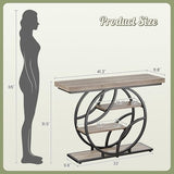 Huuger 41.3 Inch Entryway Table, Modern Console Sofa Table, Accent Table with Shelves, for Entry, Hallway, Entrance, Foyer, O-Shaped Metal Frame, Grey Huuger