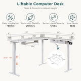 RedLemon 75X60 Inches L Shaped Electric Standing Desk, Height Adjustable Corner Gaming Desk with Drawers, Keyboard Tray, Power Outlets & LED Lights, Computer Desk with Monitor Shelf, Antique White RedLemon