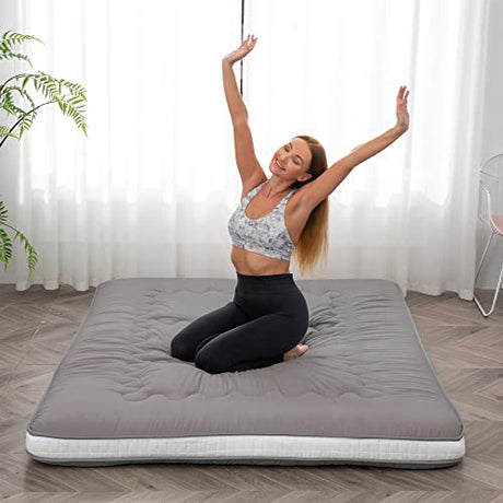 Dr.Futon Japanese Floor Futon Mattress Extra Thick Folding Roll Up Bed Topper Mat for Guest,Lounger and Tavel Dr.Futon