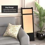 4 ft. Short Low Jute Shoji Screen - 4 Panel - Black Red Lantern