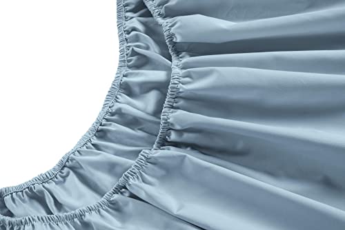 LANE LINEN Twin Bed Sheet Set – 450 Thread Count 100% Long Staple Cotton, Naturally Cooling & Soft, 15” Deep Pocket Fully Elasticized Fitted Sheet, Luxury Hotel Bedding, French Blue LANE LINEN