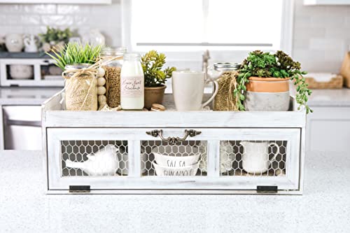 Rustic White Chicken Wire Countertop Shelving Organizer for Farmhouse Kitchen and Bathroom Felt Creative Home Goods