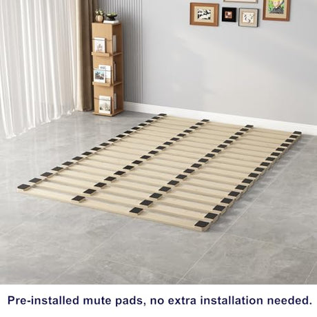 LOBOTOU Floor Bed Frame Japanese Futon Tatami Mat Breathable and Moisture-Proof, The Support Board Under The Mattress (Queen) LOBOTOU