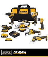DEWALT DCK700D1P1 20V MAX Cordless 7-Tool Combo Kit with 2Ah Battery, 5Ah Battery, and Charger DEWALT