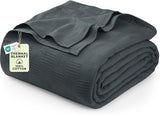 Utopia Bedding Smoke Gray 100% Cotton Blanket [Queen Size - 90x90 Inch] 350GSM Lightweight, Soft and Breathable Thermal Blanket for All Seasons Utopia Bedding